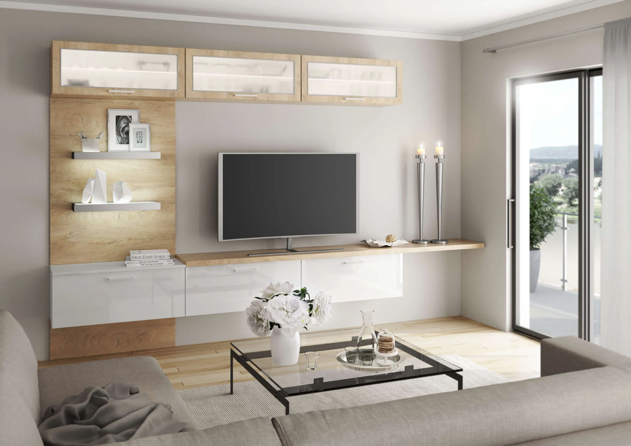 Magnifique meuble tv blanc brillant
