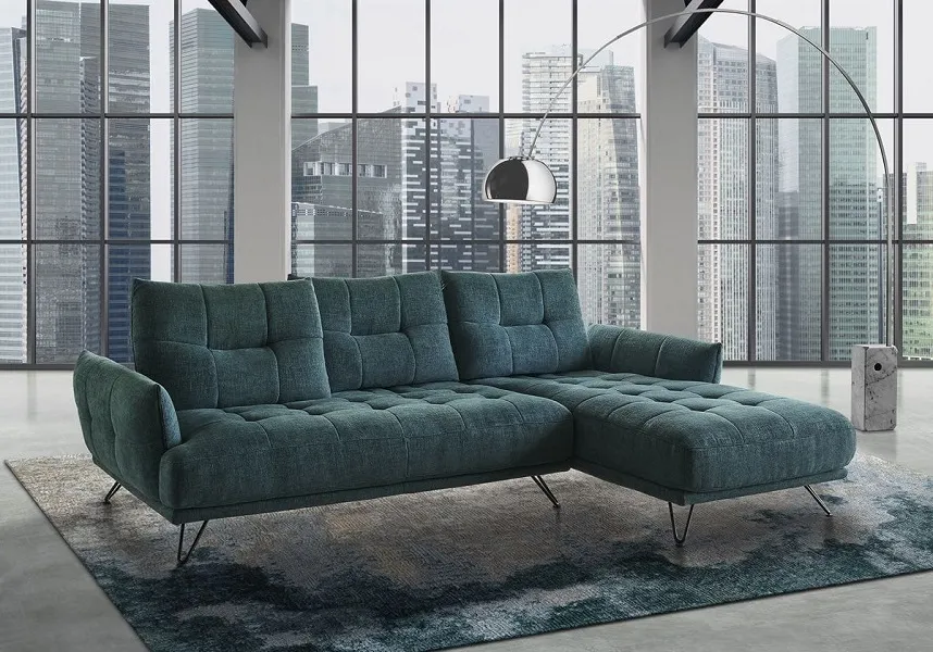 Canapé design : Canapé design bleu_vert avec chaise