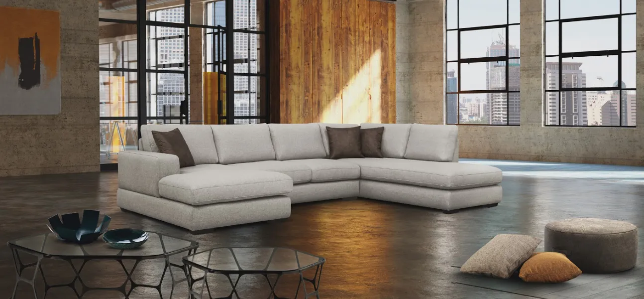 Canapé design : Canapé d'angle XXL gris avec chaise