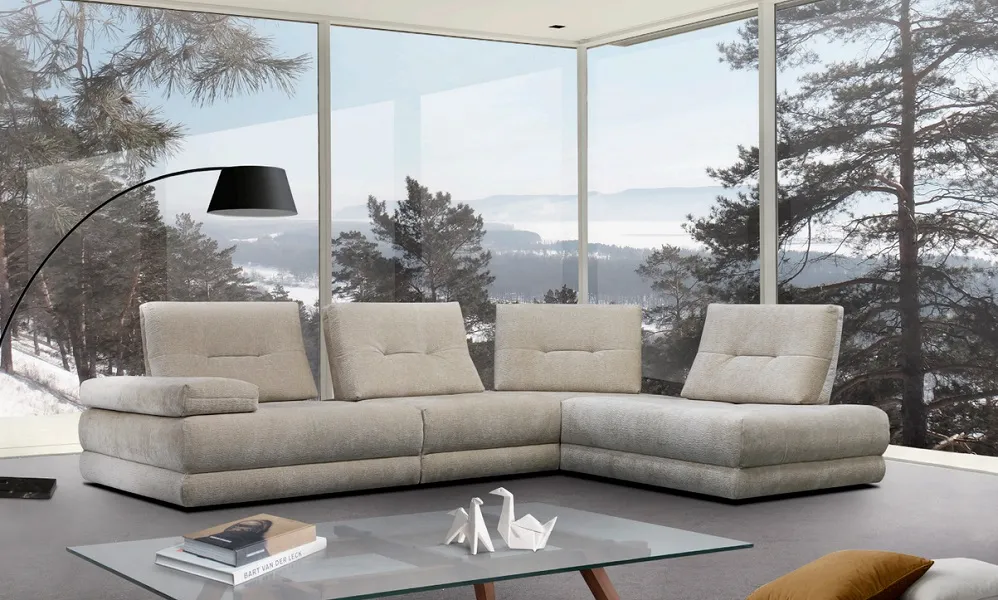 Canapé design : Canapé blanc écru, dossiers reculants