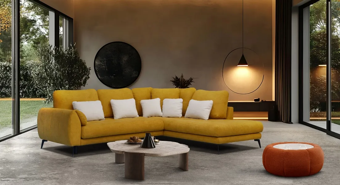 Canapé design : Canapé design Oasis velours jaune